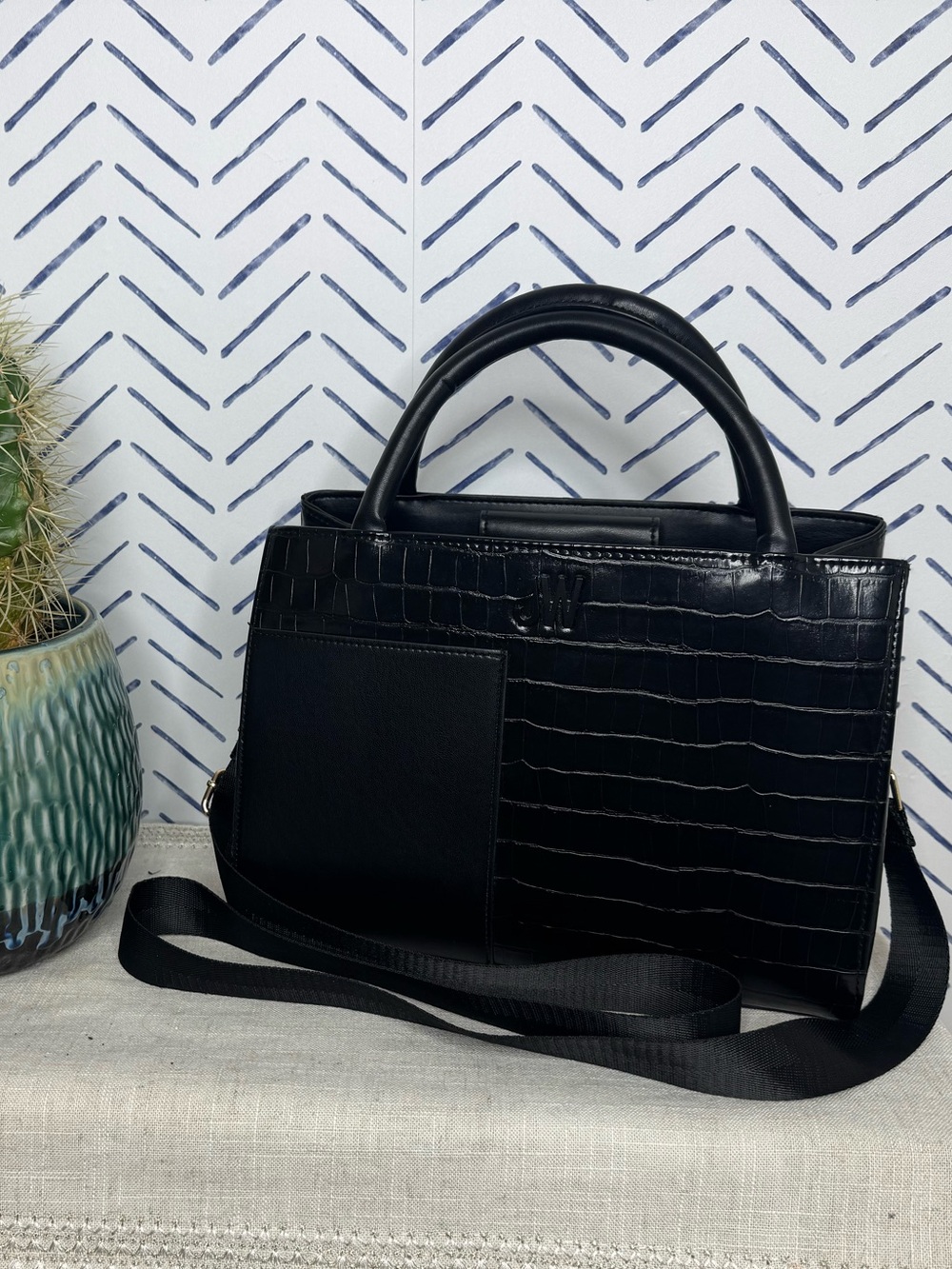 Jason Wu Aster Croc-Embossed Tote Bag Black